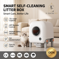 Automatische Selbstreinigende Katzentoilette Geschlossenes Smart-Design 72L Große Kapazität APP-Steuerung Geruchskontrolle Sensor Einfache Reinigung Haustier-ODM
