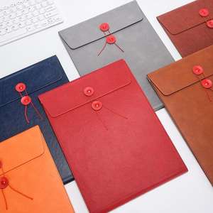 Dompet Dokumen Kulit PU A4 - Tas File Kapasitas Besar untuk Penyimpanan Faktur & Kontrak Kantor, Map File Kulit PU A4 Vertikal - Product Image 3