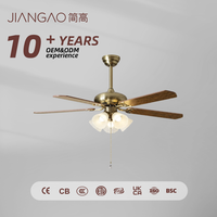 Ventilateur de plafond intelligent 52 pouces avec lumière, 6 vitesses, télécommande, 4 pales, lampe LED, lustre Guzhen à angle invisible, intensité variable, CRI 97 élevé