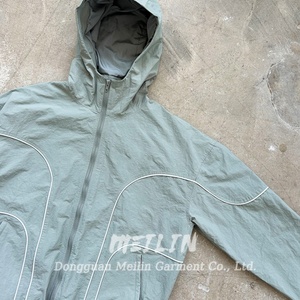 Custom Design Blank 3m <b>Reflective</b> Zip up <b>Jackets</b> Polyester Windproof Nylon Coat Outdoor Nylon Windbreaker <b>Jackets</b> <b>Men</b> - Product Image 2