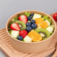 Bols à salade jetables en kraft avec couvercles, en stock, impression personnalisée, livraison rapide, réduction sur les achats en gros, papier de qualité alimentaire