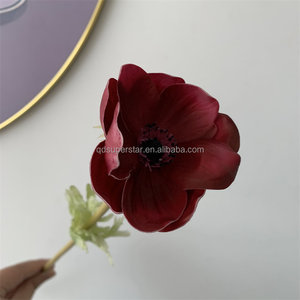 Fleurs artificielles en latex de haute qualité, aspect réaliste, en gros, usine B-645, fleurs de pavot à tige unique, anémone rouge - Product Image 4