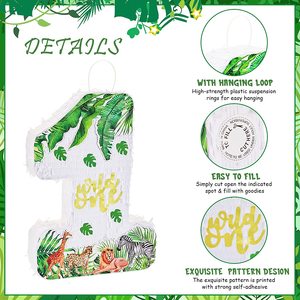 Nicro pliable numéro 1 Pinata Animal sauvage, confettis pour les yeux des tout-petits enfants bébé 1er <span class=keywords><strong>anniversaire</strong></span> fête faveur papier Pinata - Product Image 2
