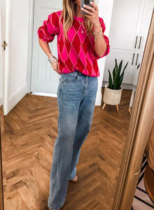 Suéter Casual <span class=keywords><strong>de</strong></span> Punto <span class=keywords><strong>para</strong></span> <span class=keywords><strong>Mujer</strong></span>, Diseño <span class=keywords><strong>de</strong></span> Rombo con Purpurina Rojo Rosa <span class=keywords><strong>de</strong></span> San Valentín, Moda Chic al por Mayor Dear-Lover - Product Image 3