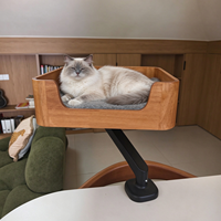Lit pour chat en bois réglable à fixer au bureau, perchoir pour chat à clipser avec coussin moelleux, siège surélevé pour chat à fixer à la fenêtre pour chats de grande taille d'intérieur