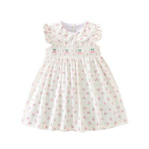 Nuevo Vestido de Verano para Niñas con Mangas con <span class=keywords><strong>Volantes</strong></span>, Estilo Coreano, Bordado de Cerezas, Vestido Dulce de Algodón Estampado - Product Image 5