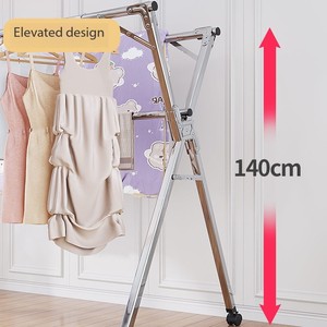 Séchoir à <span class=keywords><strong>linge</strong></span> télescopique à double poteau pliable en acier inoxydable pour balcon, pour usage intérieur/extérieur, vente en gros - Product Image 4