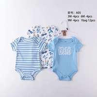 Vêtements en gros, Combinaison d'été à manches courtes pour bébé, Ensemble trois pièces sweat-shirt Triangle Khai