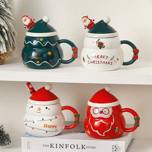 Ceramic Porcelain Mug <b>Christmas</b> Cup Modern Beautiful <b>Large</b> Capacity Snowman <b>Christmas</b> <b>Tree</b> Santa Claus Gift Lid Spoon Creative - Product Image 3