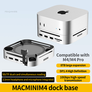 Support en aluminium double 10Gbps SSD 4K 240Hz PD100W Type C <span class=keywords><strong>Audio</strong></span> Docking Station Hard Drive Enclosure USB-C <span class=keywords><strong>Hub</strong></span> pour Mac Mini M4 - Product Image 2