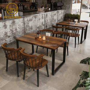 Mobili Ecologici per Ristoranti Commerciali, Tavoli e Sedie con Struttura in Ferro per Ristoranti Vegetariani, Taverne e Caffetterie - Product Image 1