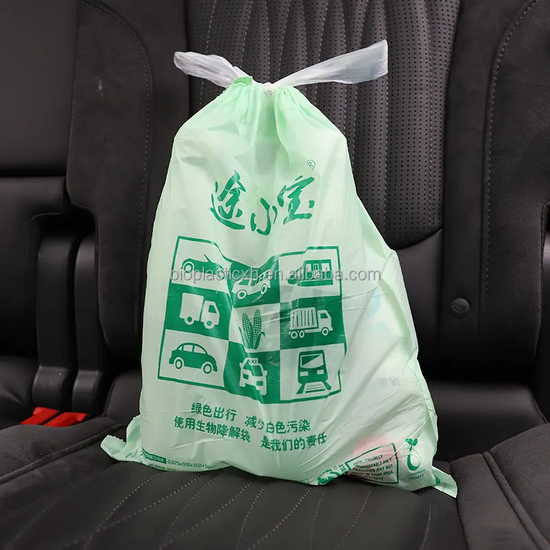 Biyobozunur İpli plastik poşetler kalınlaşmış su geçirmez ve kaymaz nappy bebek çöp torbası tek kullanımlık bebek bezi çantası