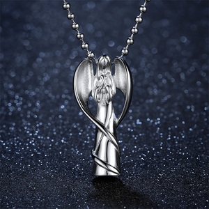 Dewi malaikat sayap Tempat abu Stainless Steel Memorial kremasi guci sudut kalung kenang-kenangan Tuhan liontin liontin gaya Barat - Product Image 3