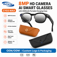 Lunettes Intelligentes CY03 MAX AI avec Caméra 8MP IMX219, Étui de Charge 290mAh, 32g, Diffusion Vidéo en Direct, Stock Prêt d'Usine OEM, Vente en Gros