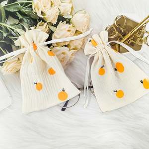 Pochette en gaze de coton à cordon de serrage 15*20cm, très vendue, pour parfums, accessoires, produits de soin de la peau, articles de première nécessité - Product Image 2