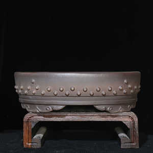 Maceta de Bonsái Yixing Zisha, Forma Ovalada de Tambor, Grande, Hecha a Mano, de Arcilla Qinghui - Product Image 1