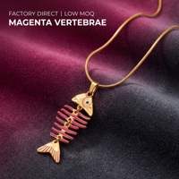 Collier Y2K Punk avec pendentif émail en forme d'arête de poisson, en acier inoxydable étanche plaqué or 18 carats, chaîne serpent, style gothique streetwear, vente en gros