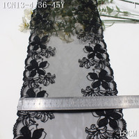 Dentelle brodée noire de haute qualité 18CM, garniture florale douce pour la fabrication de soutiens-gorge, sous-vêtements et lingerie