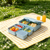 Boîte à lunch rectangulaire en plastique avec compartiments adaptés aux enfants, étanche, compatible micro-ondes et réfrigérateur, emballage alimentaire