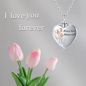 Kremasi Liontin Tulang Kotak Abu Stainless Steel Jantung Tulip Memorial Kalung Kenang-kenangan Liontin Tulang Abu Perhiasan Hadiah - Product Image 5