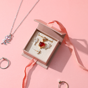 Cajas de Regalo de Joyería de Lujo en Forma de Libro, Color Rosa, con Cierre Magnético, Caja de Regalo para Joyería con Cinta y Bolsa de Regalo de Papel - Product Image 3