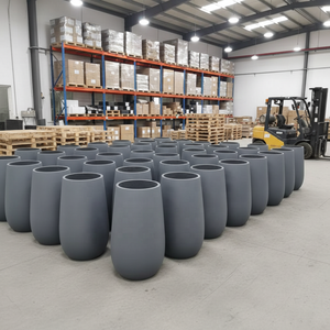 <span class=keywords><strong>Jardinière</strong></span> Ronde en Fibre de Verre au Design Classique Simple et Moderne, Idéale pour l'Intérieur et l'Extérieur, Terrasses et Jardins - Product Image 2