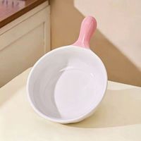 Ensemble de bols à salade crémeux en céramique émaillée, résistants à la chaleur, épaissis, avec poignée contrastante, style Instagram, frais et mignon