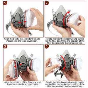 Masque à gaz chimique 6200 en gros direct usine, demi-masque respiratoire réutilisable anti-poussière pour peinture au pistolet avec filtres - Product Image 6