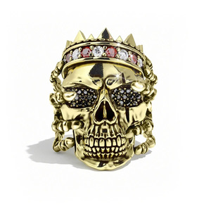Anello Teschio da Uomo Stile Punk Rock in Lega, Regolabile, Gioiello Statement di Moda Street, Anello Biker Audace - Product Image 2