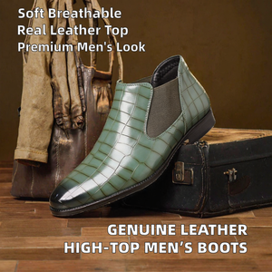 Bottes à lacets en cuir microfibre respirantes à semelle souple avec doublure en cuir véritable Chaussures pour hommes haut de gamme - Product Image 2