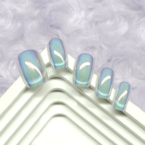 <span class=keywords><strong>Uñas</strong></span> Postizas Hechas a Mano en 10 Tamaños, Diseño de Ojo de Gato Sonriente, Electrochapadas, Iridiscentes, con Terapia de Luz, Puntas de <span class=keywords><strong>Uñas</strong></span> Artificiales Desmontables - Product Image 5