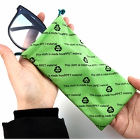 Pochette d'emballage pour lunettes en microfibre recyclée avec cordon de serrage, impression de logo personnalisé Bestclean, sac de rangement pour lunettes avec chiffon de nettoyage des verres