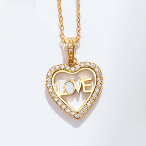<span class=keywords><strong>Ti</strong></span> <span class=keywords><strong>amo</strong></span> collana a cuore in acciaio inossidabile di lusso per le donne con placcatura in oro con zircone come pietra principale-per I cristiani - Product Image 3