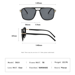 แว่นกันแดดหรูหรา UV400 ดีไซน์เนอร์ขายส่งทรงเหลี่ยม แว่นกันแดดผู้ชายขนาดใหญ่ 2026 โลโก้สไตล์เรโทร กรอบ TR90 - Product Image 5