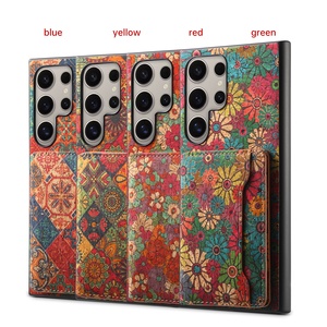 Étui de téléphone en liège floral style bohème avec porte-cartes et portefeuille pour <span class=keywords><strong>Samsung</strong></span> S26/S25/S24/S23/S22/A51 Plus Ultra Series, protections d'objectif B2B - Product Image 4