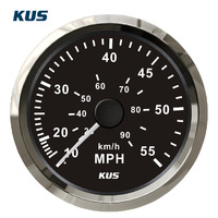 Speedometer Tabung Pitot Laut 0-55MPH dengan Lampu Latar Anti-getaran untuk Kapal Perahu