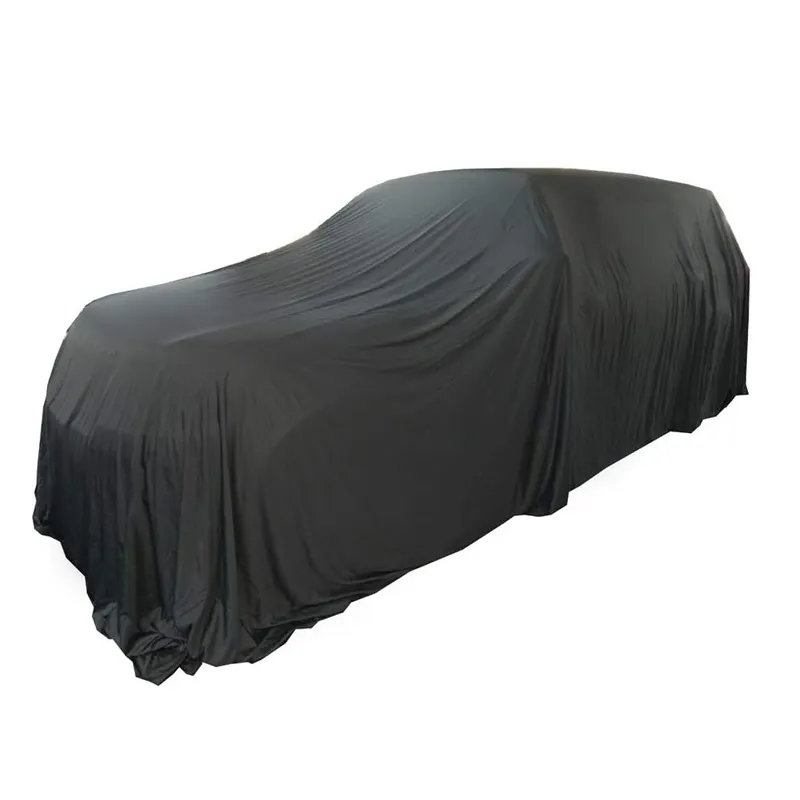 Negro a prueba de polvo Showroom Reveal Tailored Car Cover Soft Satin Indoor Reveal Car Cover