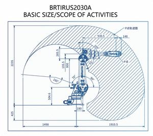 Robot palettiseur industriel BRTIRUS2030A, portée du bras de 2058 mm, capacité de charge de 30 kg, PLC, boîte en carton, empilage de palettes, moteur de boîte de vitesses - Product Image 4
