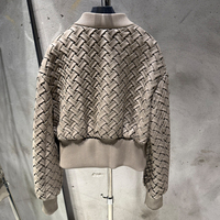 Blouson bomber oversize en cuir véritable souple, avec col et poignets côtelés, tissé à la main