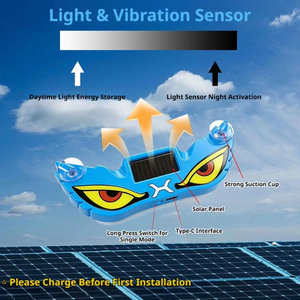 ไฟเตือน LED สำหรับกระจกรถยนต์พลังงานแสงอาทิตย์ ชาร์จแบบ Type-C ไฟตกแต่ง Demon Eye พร้อมเซ็นเซอร์สั่นสะเทือน อุปกรณ์เสริมในรถยนต์ - Product Image 3