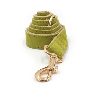 Productos populares 2024, collares de lujo para perros al aire libre, diseño de lazos para mascotas, correas de cuero de gamuza verde para mascotas, collares populares para perros - Product Image 4