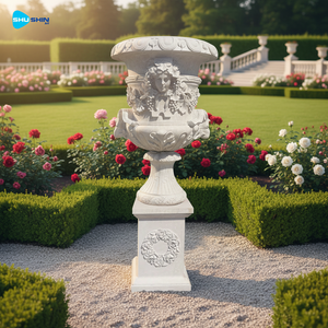 Coppia di <span class=keywords><strong>Statue</strong></span> <span class=keywords><strong>da</strong></span> <span class=keywords><strong>Giardino</strong></span> in Marmo Bianco Scolpite a Mano, Vasi Decorativi Classici per Villa e <span class=keywords><strong>Giardino</strong></span> in Stile Europeo - Product Image 5