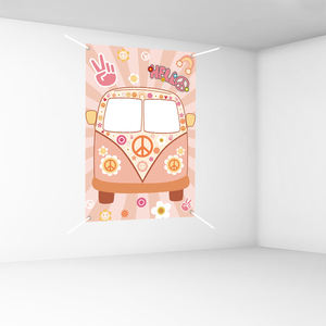 60's 70's <span class=keywords><strong>Hippie</strong></span> Bus Photo Prop Décorations De Fête Rétro Groovy Van Prop <span class=keywords><strong>Hippie</strong></span> Selfie Cadre Toile De Fond Bannière Articles De Fête - Product Image 2