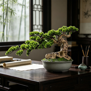 Grand arbre artificiel de pin bonsaï en pot, sur pied, pour la décoration intérieure et extérieure, idéal pour <span class=keywords><strong>les</strong></span> halls d'hôtel et <span class=keywords><strong>les</strong></span> salons. - Product Image 6