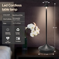 Lampe de table rechargeable sans fil pour chambre à coucher Lampe LED décorative Maison Lampes de chevet de luxe Restaurant Lampe de bureau sans fil à LED portable