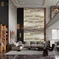 YUSHI Offre Spéciale pierre de luxe panneau mural en pierre naturelle dalle de quartzite Aquarella polie pour application translucide rétroéclairée de villa