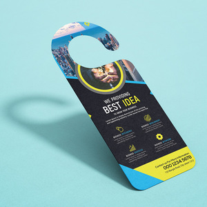 Folleto promocional personalizado para colgar en la puerta de la habitación, con gancho irregular, impreso para la empresa - Product Image 4