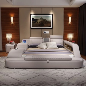 Camas de Tatami de proyector modernas de cuero genuino de alta calidad de China con reproductor de música de masaje de cabeza - Product Image 3