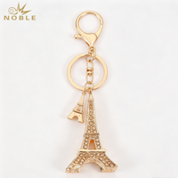 Porte-clés Tour Eiffel en alliage de zinc noble, option bicolore, avec strass étincelants, breloque de sac souvenir de Paris pour cadeau touristique