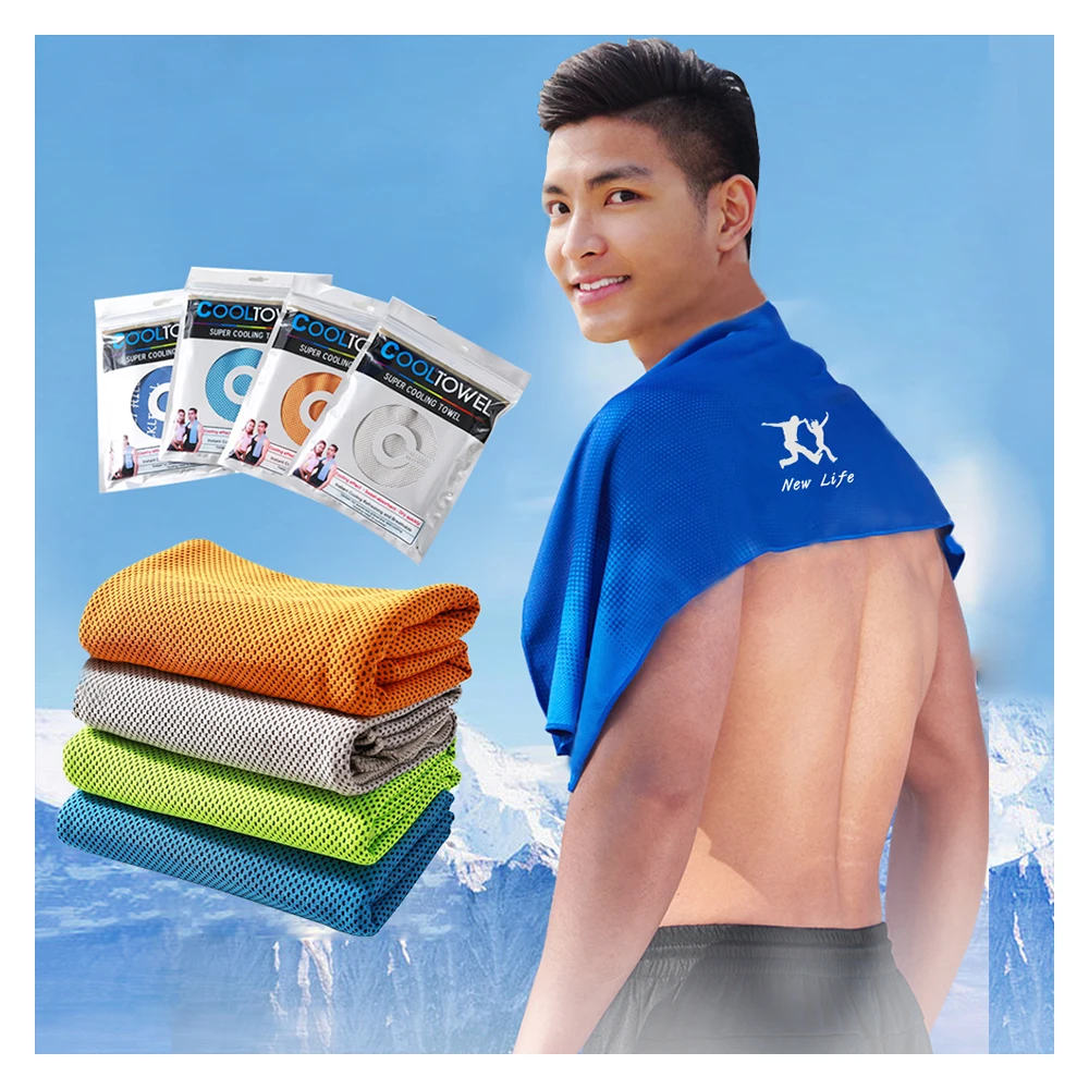 Customized Logo Print Quick Drying Ice Cold Cool Feeling Sweat Microfiber Travel Gym Sport Cooling Towel